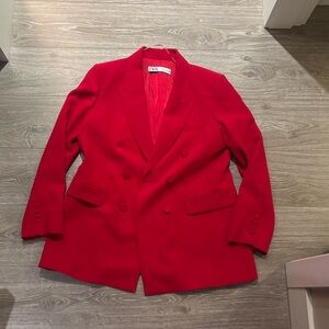 Zara Vibrant Red Long Blazer